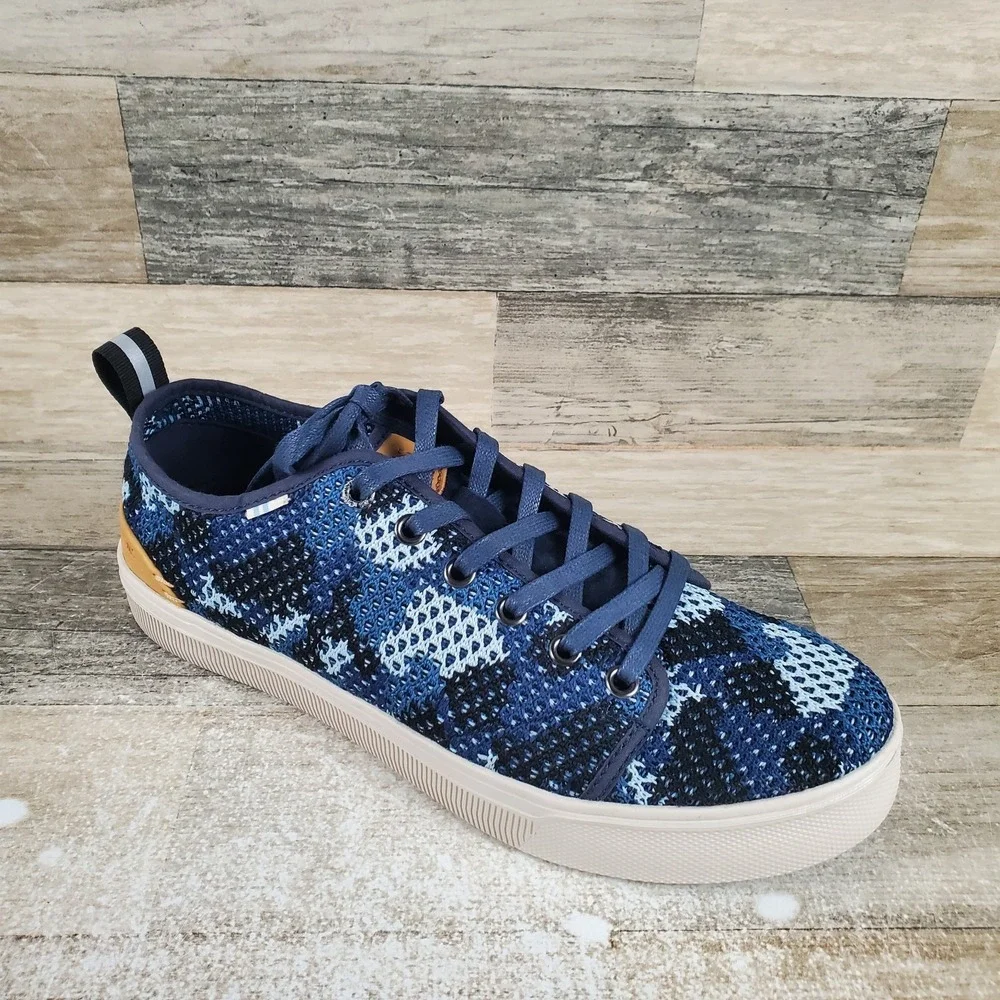 Toms Trvl Lite Low Mens Shoes Sz 8 Navy Flecktarn Camo Round Toe Casual Sneakers